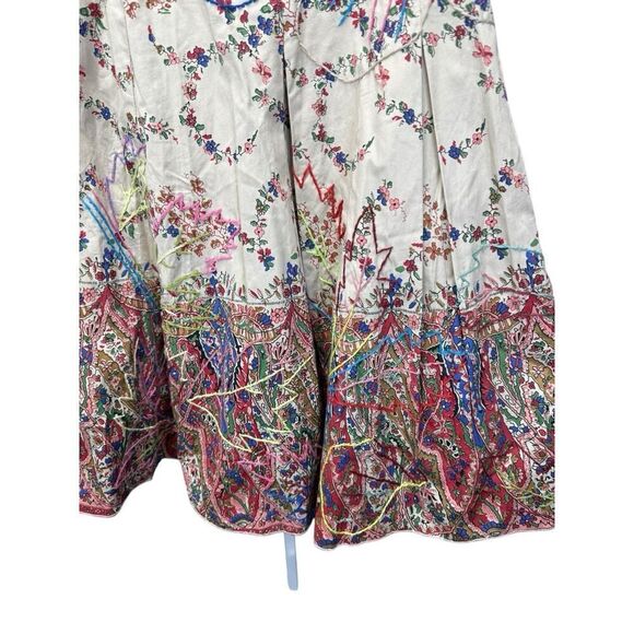Ariella Boho Floral Embroidered Cotton Skirt High Waisted A line Size S - Picture 6 of 16